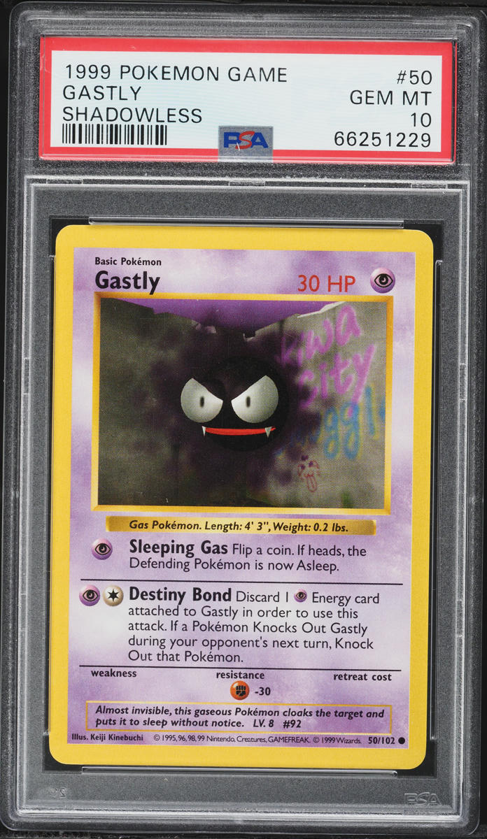 1999 Pokemon Base Set Shadowless Gastly #50 PSA 10 GEM MINT