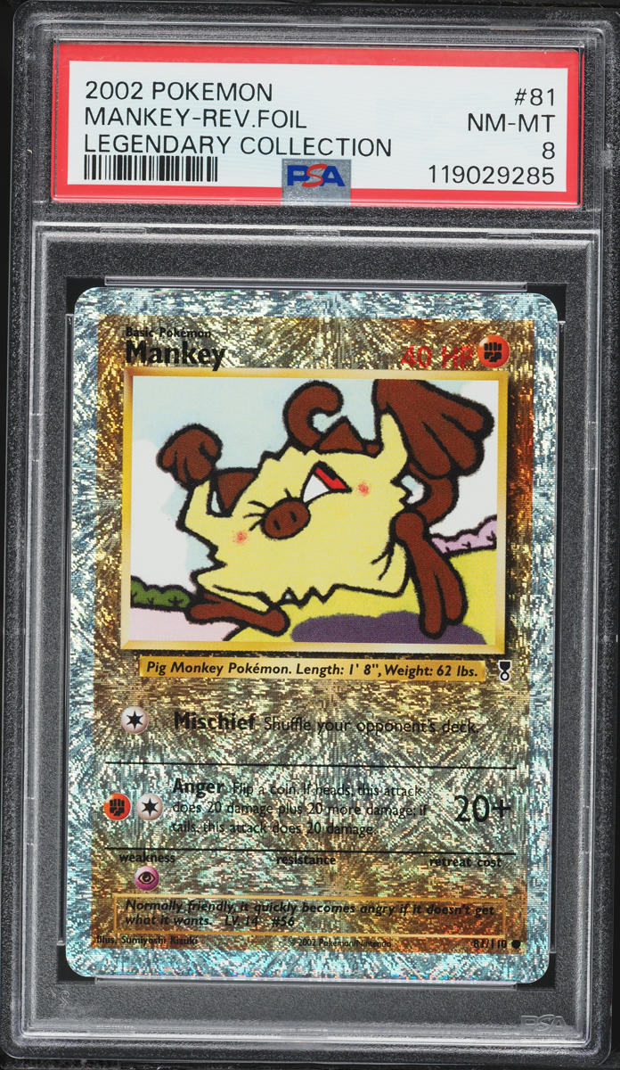 2002 Pokemon Legendary Collection Reverse Holo Mankey #81 PSA 8 NM-MT