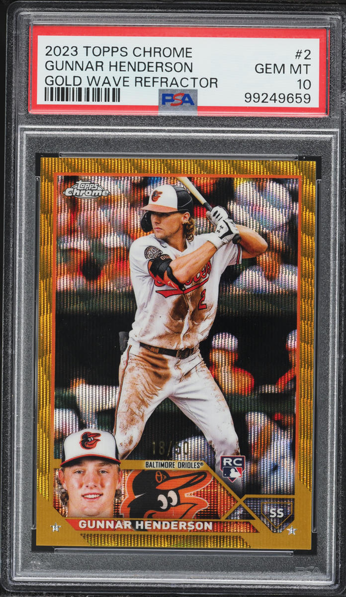 2023 Topps Chrome Gold Wave Refractor Gunnar Henderson ROOKIE /50 #2 PSA 10 GEM MINT