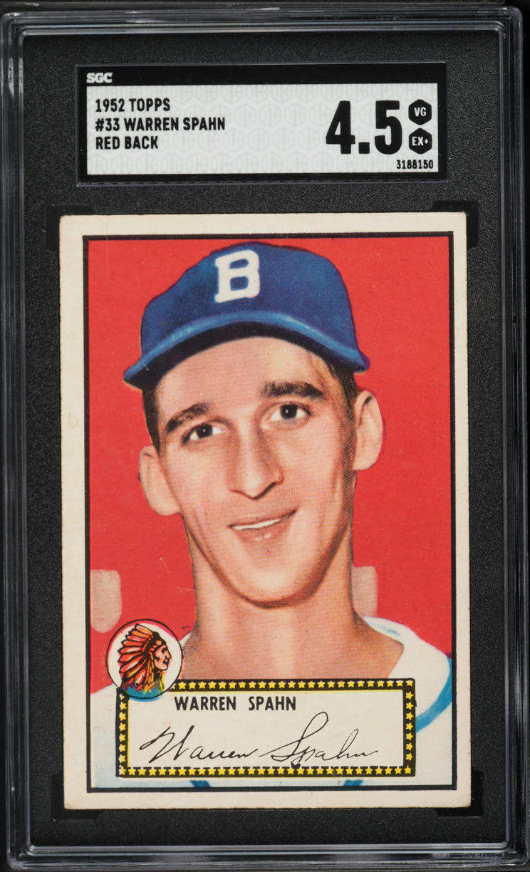 1952 Topps Warren Spahn RED BACK #33 SGC 4.5 VGEX+