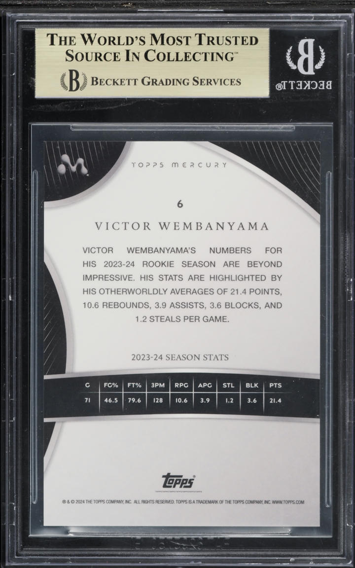 2023 Topps Mercury Gold Refractor Victor Wembanyama ROOKIE /50 #6 BGS 9.5 GEM MINT