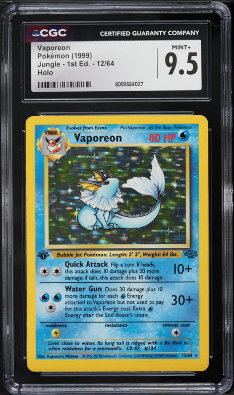 vaporeon pokemon card 1995 1999 Jungle Holo Rare #12 PSA Authenticated 6 Colorless Rule Vaporeon ex | Prismatic Evolutions