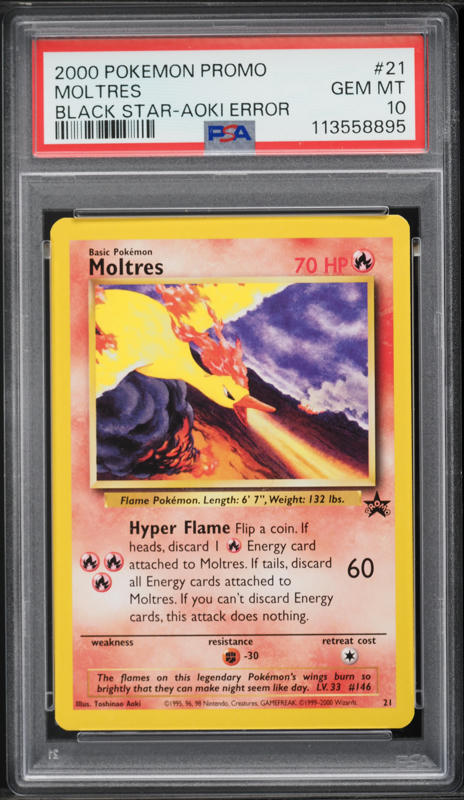2000 Pokemon Promo Aoki Error Moltres #21 PSA 10 GEM MINT on