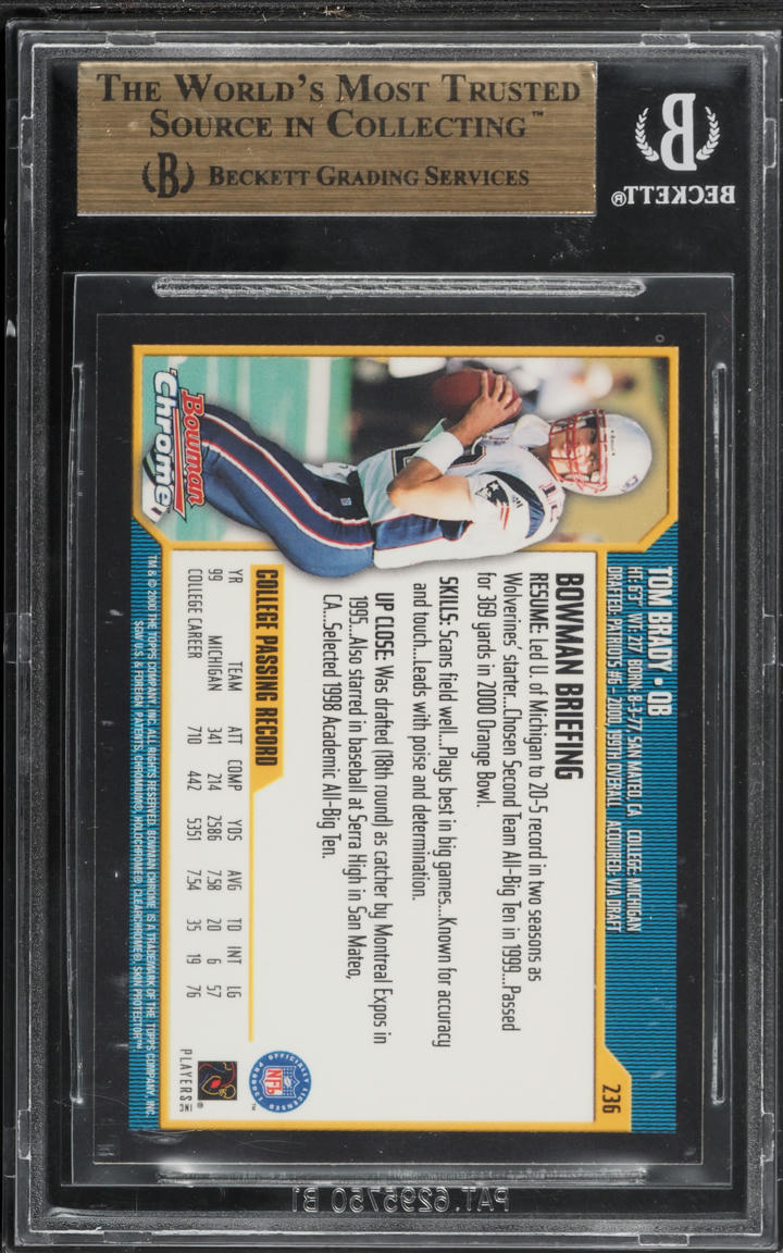 2000 Bowman Chrome Tom Brady ROOKIE #236 BGS 9.5 GEM MINT