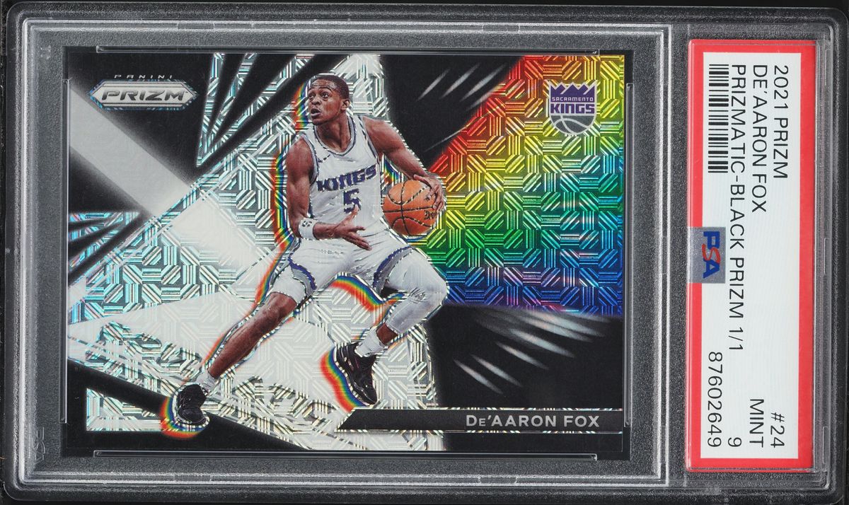 2021 Panini Prizm Prizmatic Black De’Aaron Fox 1/1 #24 PSA 9 MINT