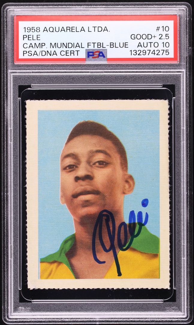 1958 Editora Aquarela Blue Number Pele ROOKIE AUTO DNA 10 #10 PSA 2.5 GD+