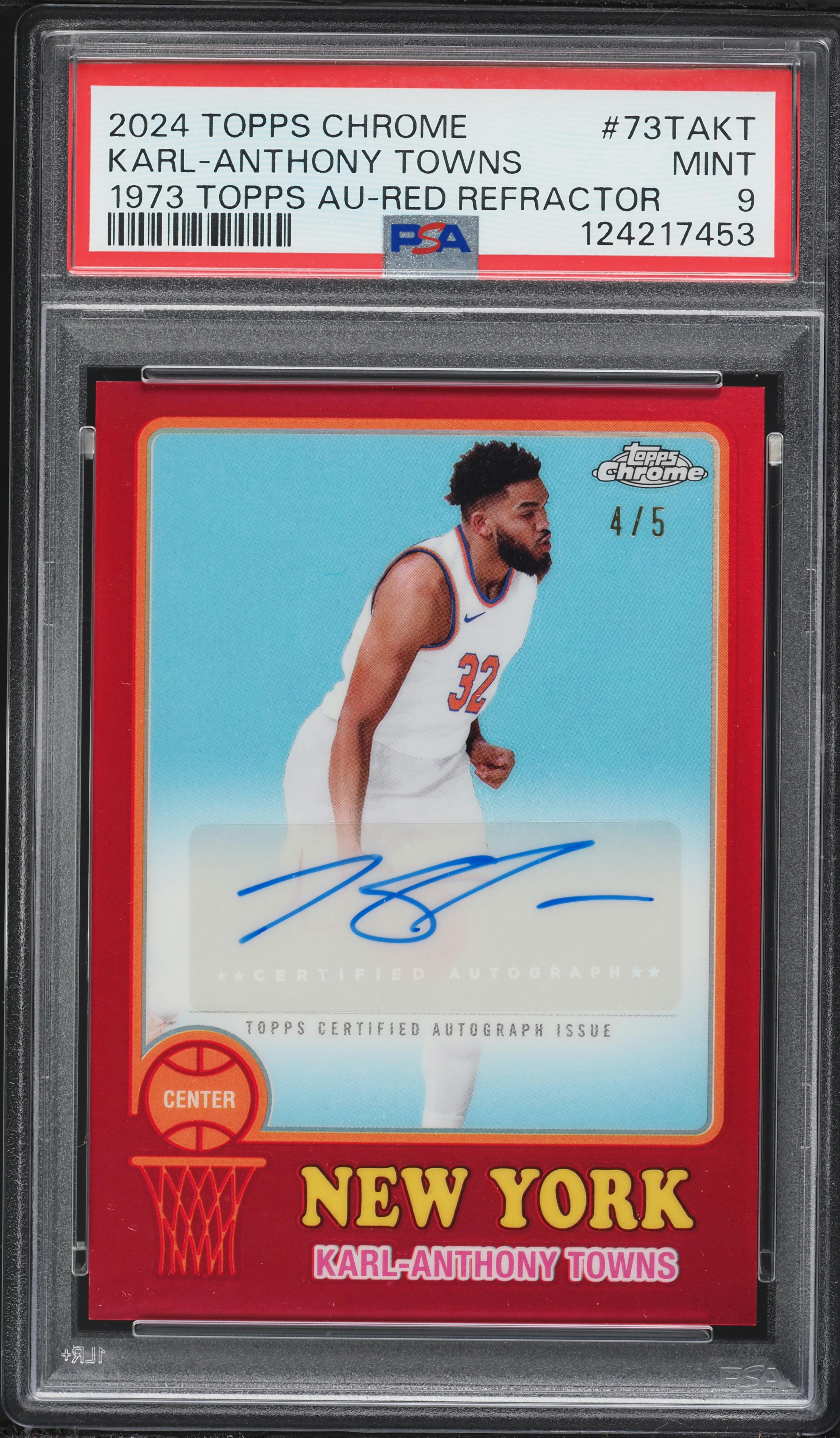 2024 Topps Chrome '73 Red Refractor Karl-Anthony Towns AUTO /5