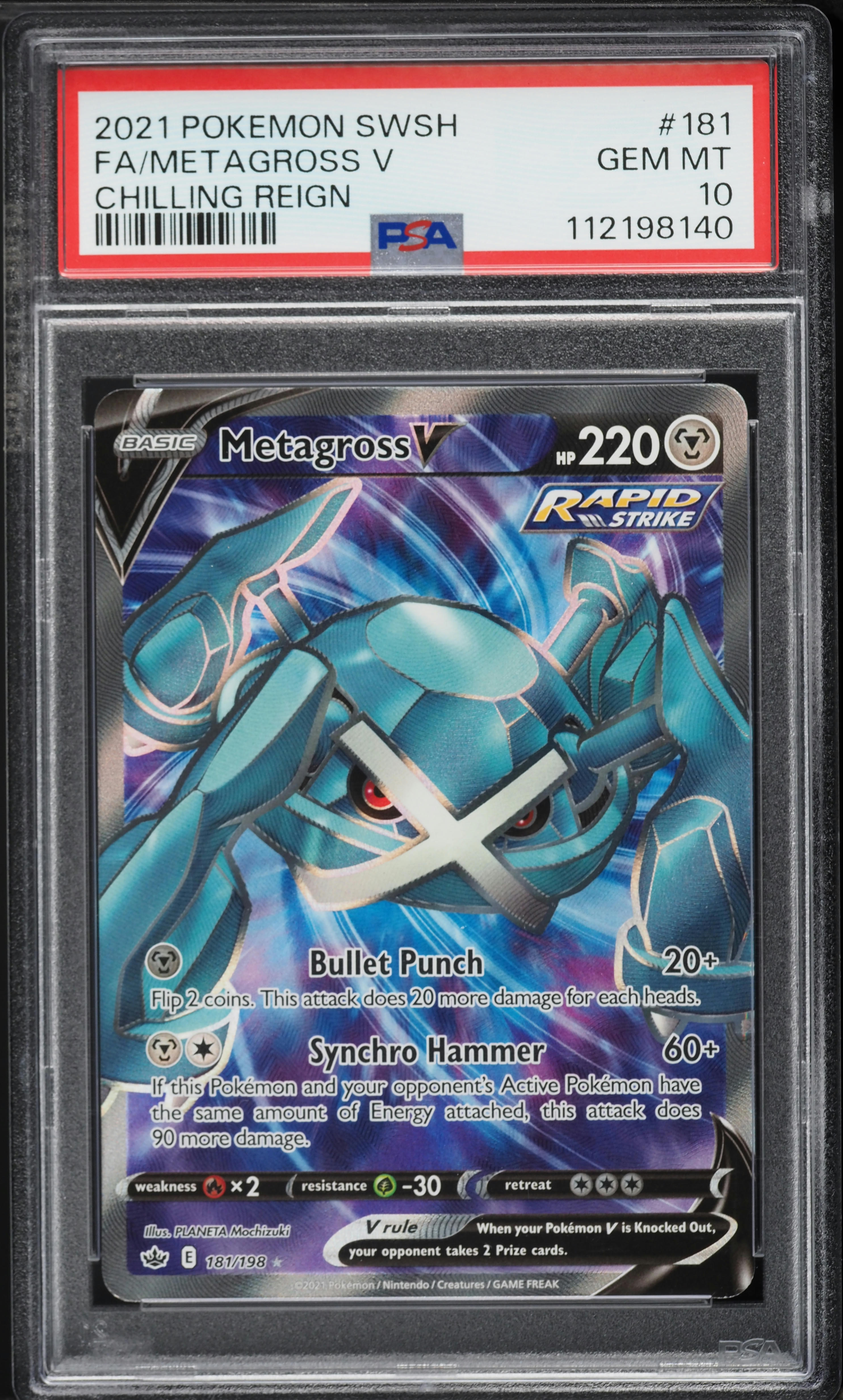 2021 Pokemon Sword & Shield Chilling Reign Full Art Metagross V