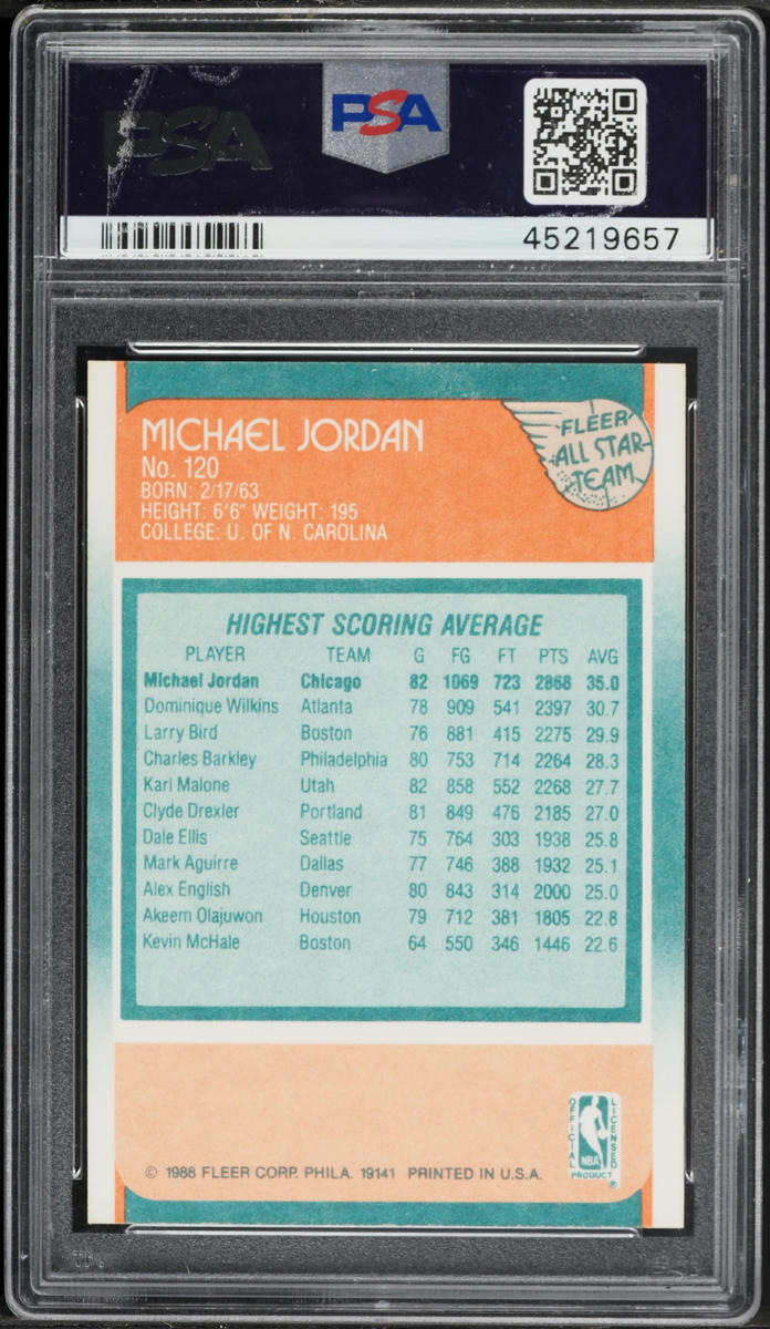 1988 Fleer All-Star Michael Jordan #120 PSA 10 GEM MINT