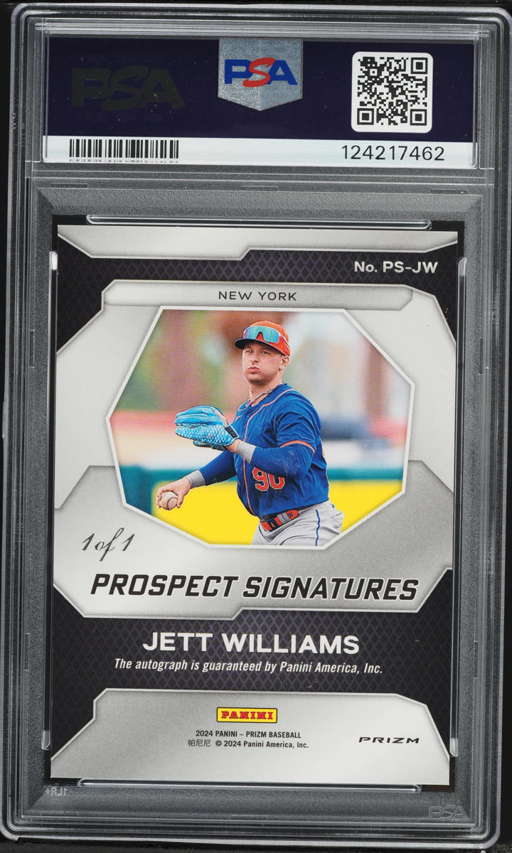 2024 Panini Prizm Prospect Signatures Gold Vinyl Jett Williams AUTO 1/1 #PSJW PSA 10 GEM MINT
