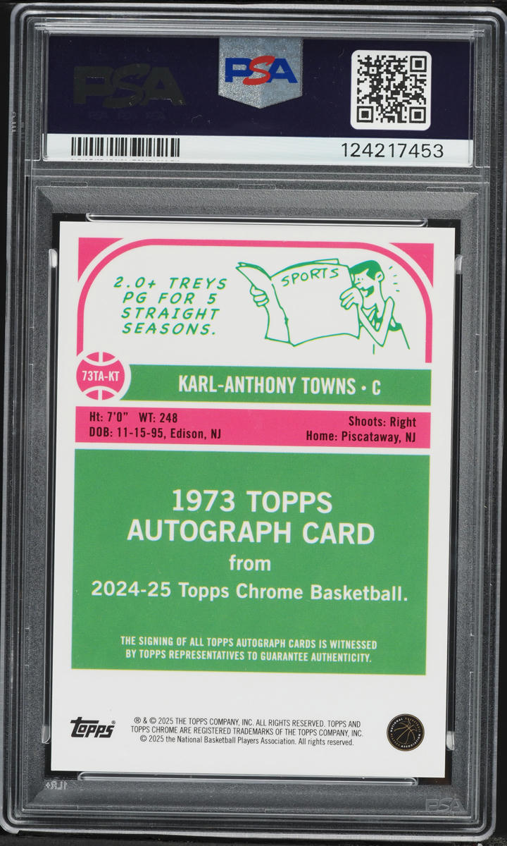 2024 Topps Chrome '73 Red Refractor Karl-Anthony Towns AUTO /5