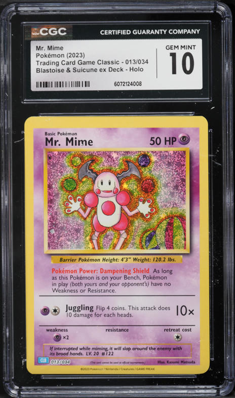 2023 Pokemon TCG Classic Collection Blastoise & Suicune Ex Deck Holo Mr. Mime #13 CGC 10