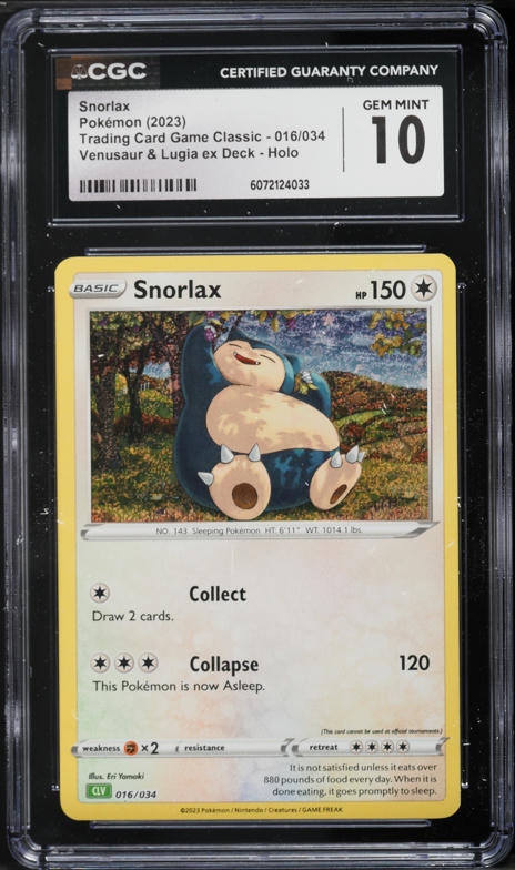 2023 Pokemon TCG Classic Collection Venusaur & Lugia Ex Deck Holo Snorlax #16 CGC 10 GEM MINT