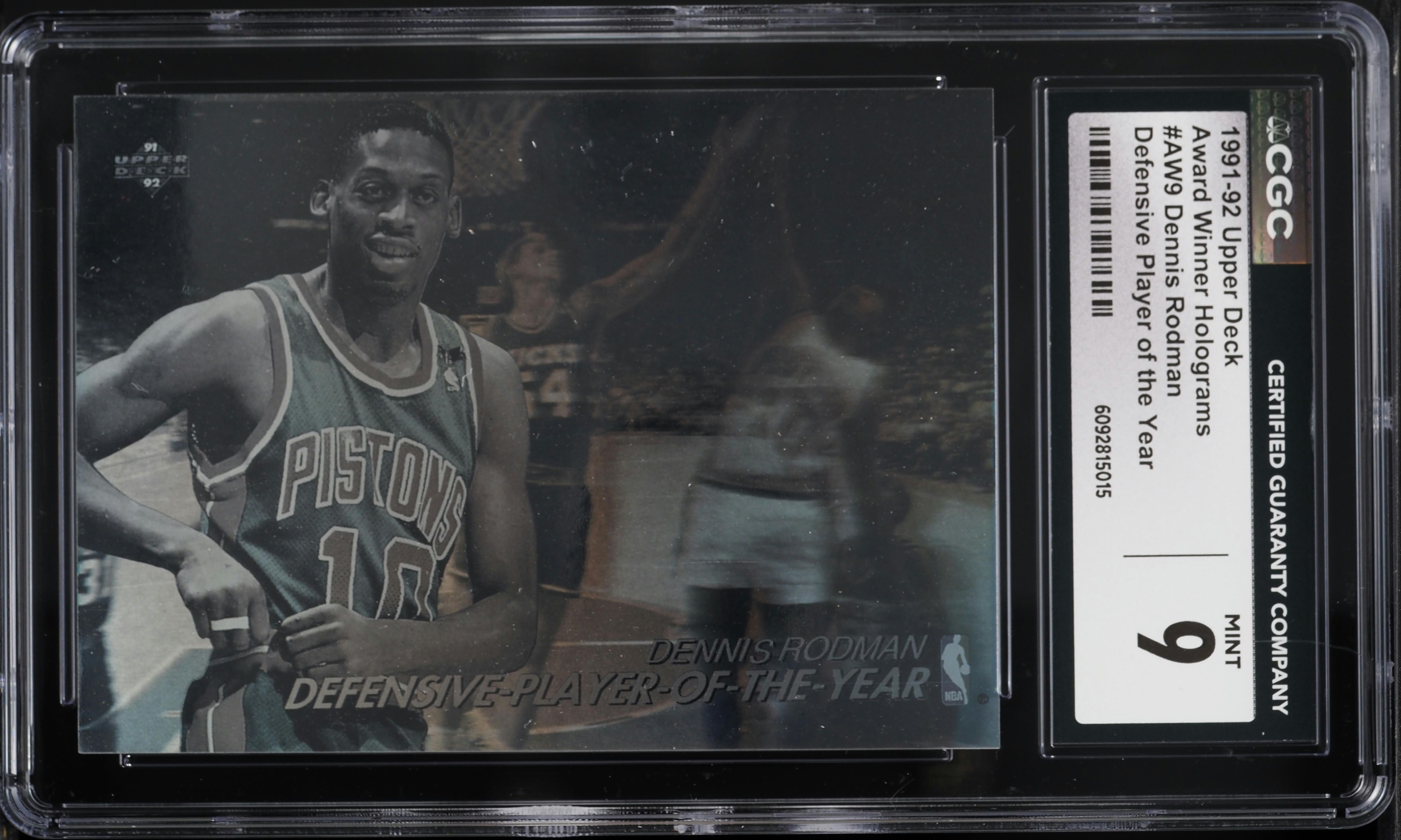 1991 Upper Deck Award Winner Holograms Defensive Player Of Year Dennis  Rodman #AW9 CGC 9 MINT