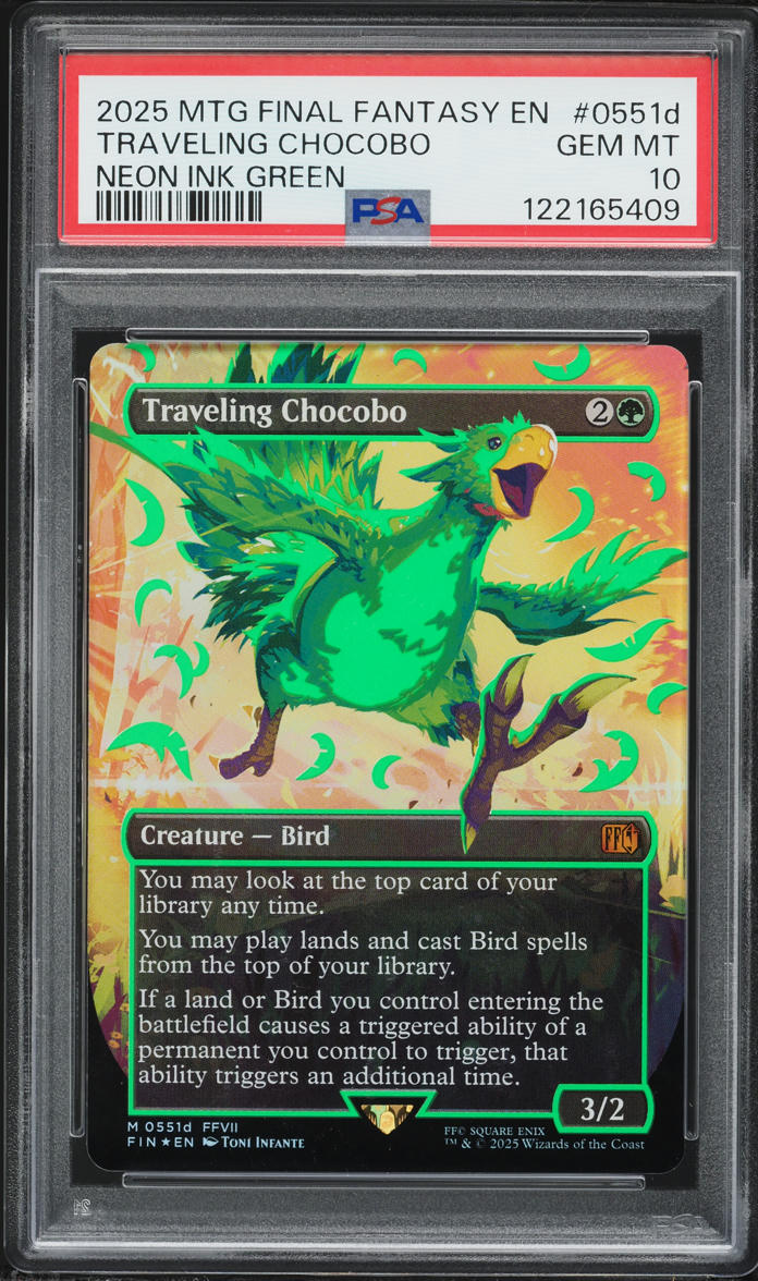 mtg final fantasy neon chocobo Traveling Chocobo (Borderless) (Neon Ink Pink) BGS 9.5 [FINAL FANTASY]