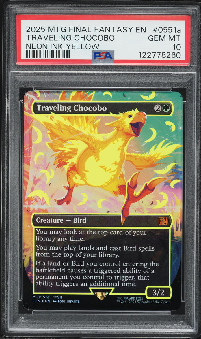 2025 Magic The Gathering MTG Final Fantasy Neon Ink Yellow Traveling Chocobo #0551a PSA 10 on Fanatics Collect 2025 Magic The Gathering MTG Final Fantasy Neon Ink Yellow Traveling Chocobo #0551a PSA 10 on Fanatics Collect