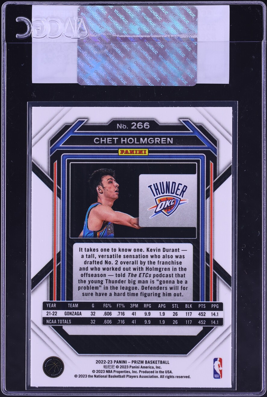 2022 Panini Prizm Chet Holmgren ROOKIE #266 CGC AUTH