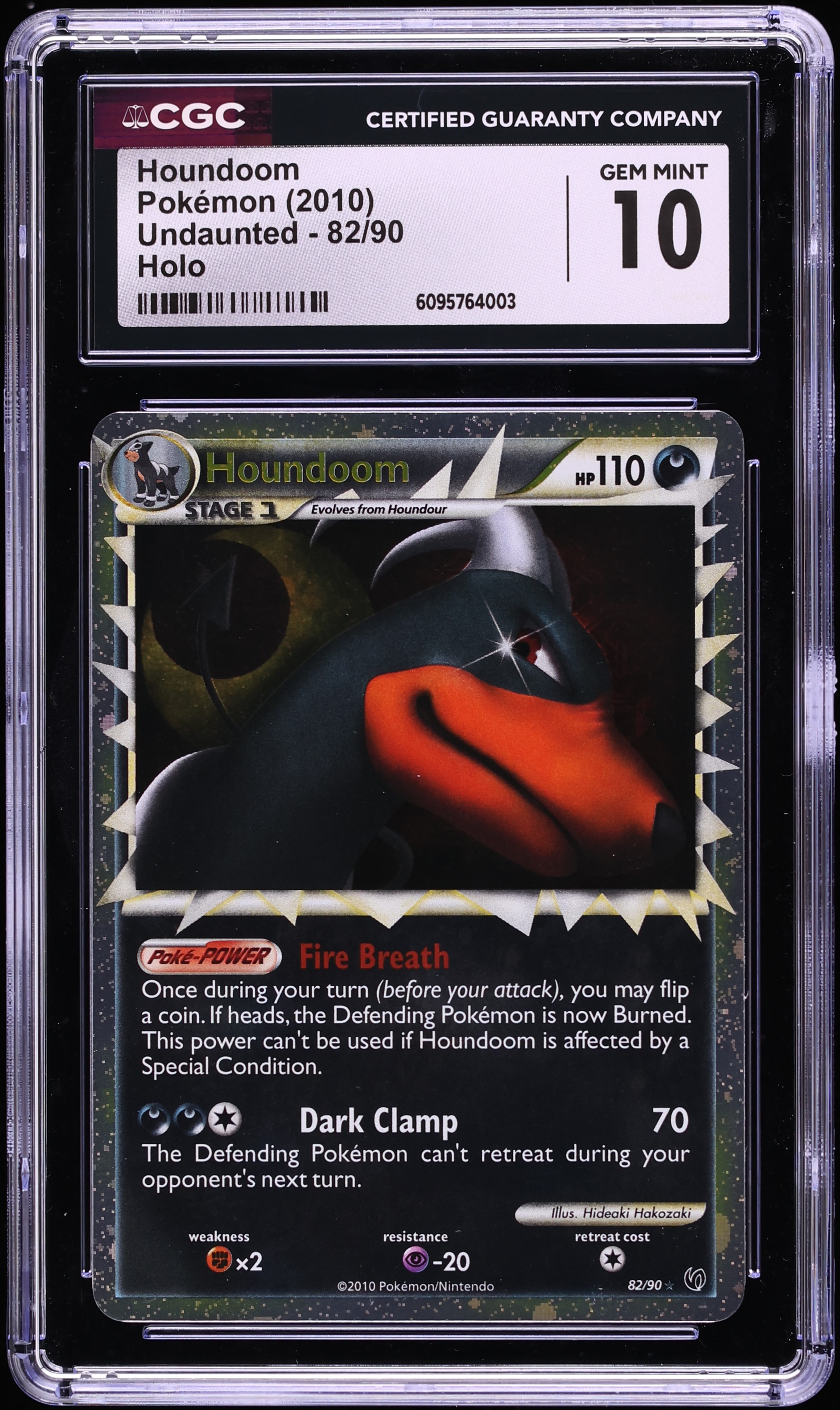 2010 Pokemon HeartGold & SoulSilver Undaunted Holo Houndoom #82 CGC 10 GEM  MINT
