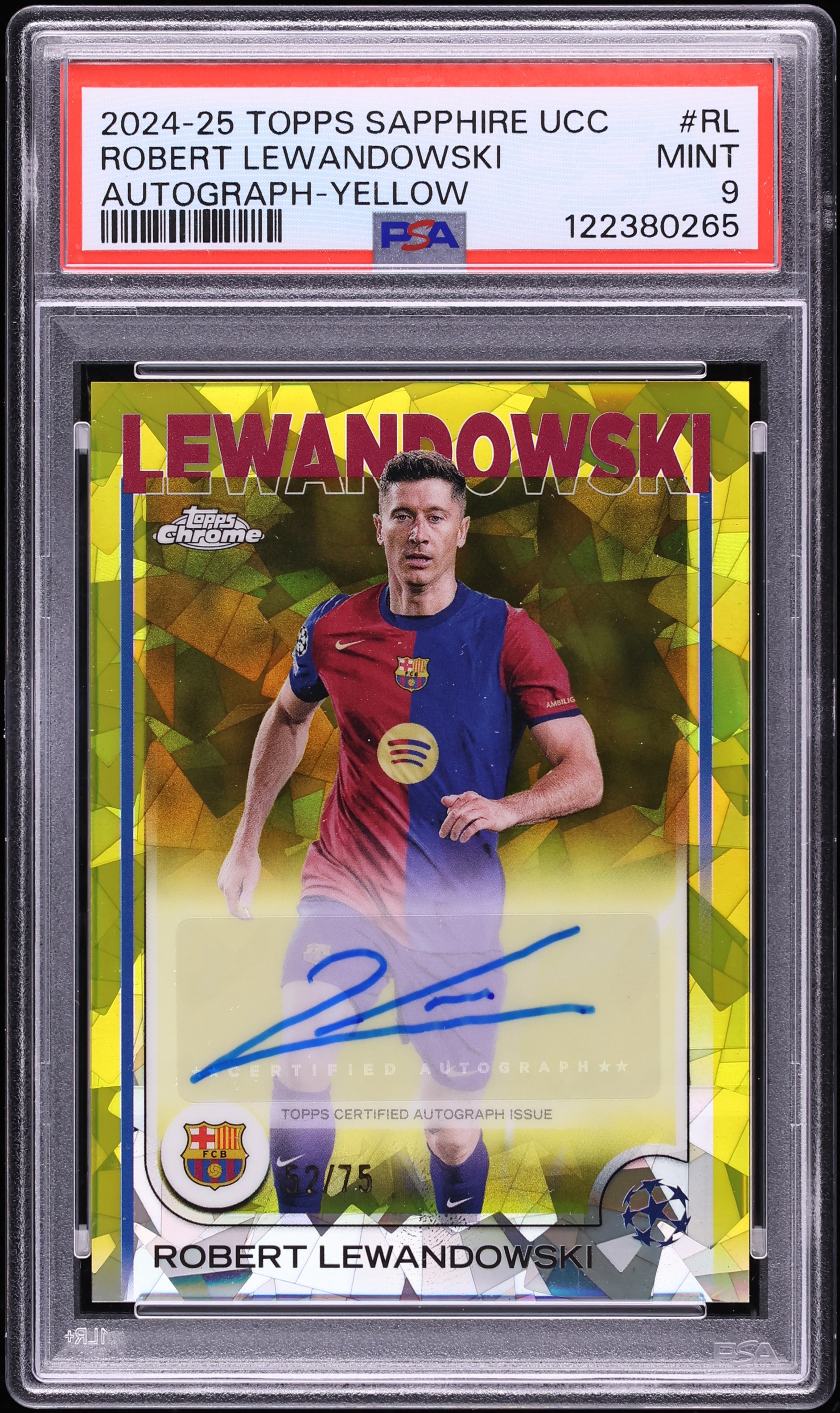 2024 Topps Chrome Sapphire UEFA CC Yellow Robert Lewandowski AUTO