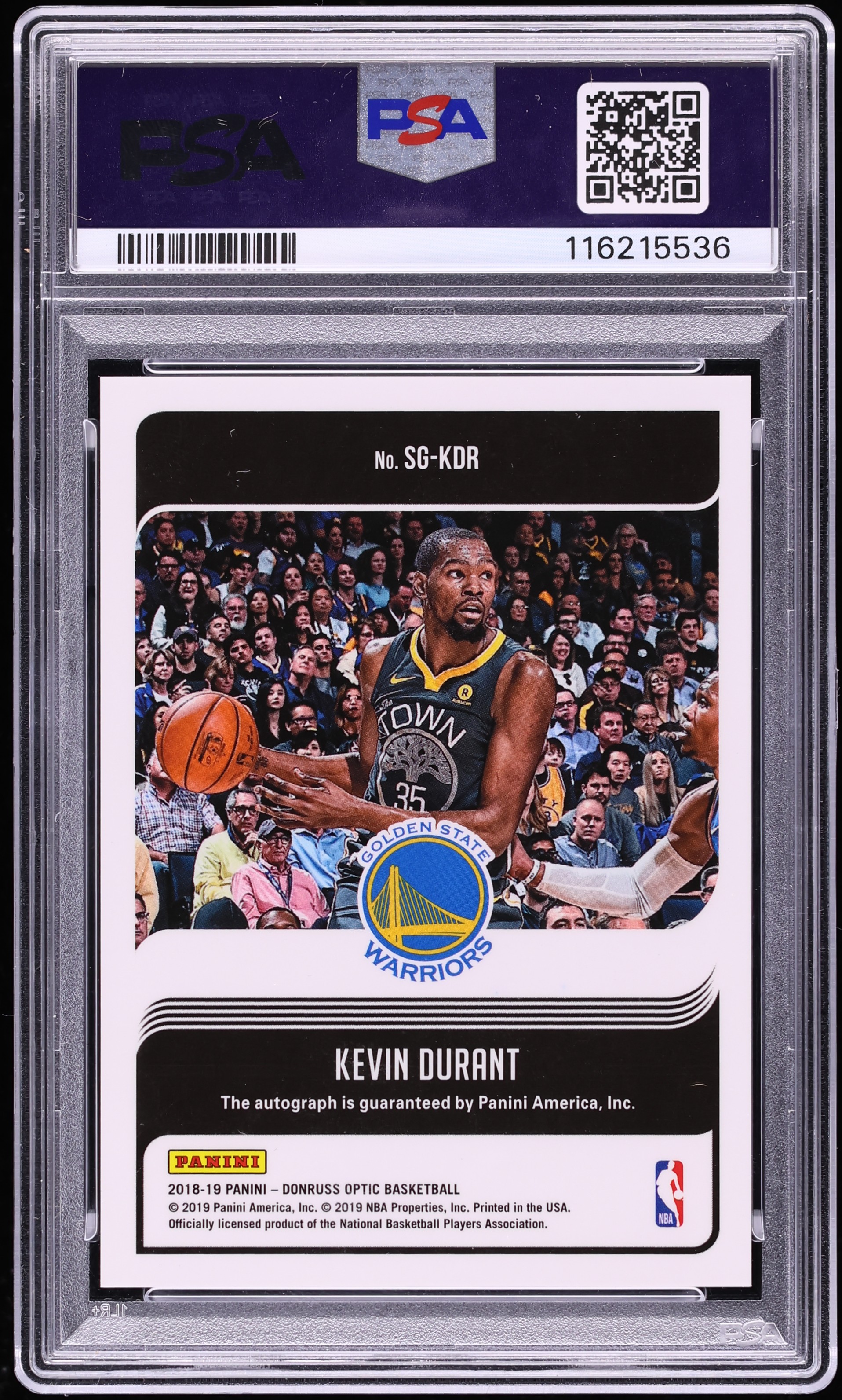 2018 Donruss Optic Signature Series Kevin Durant AUTO #SG-KDR PSA