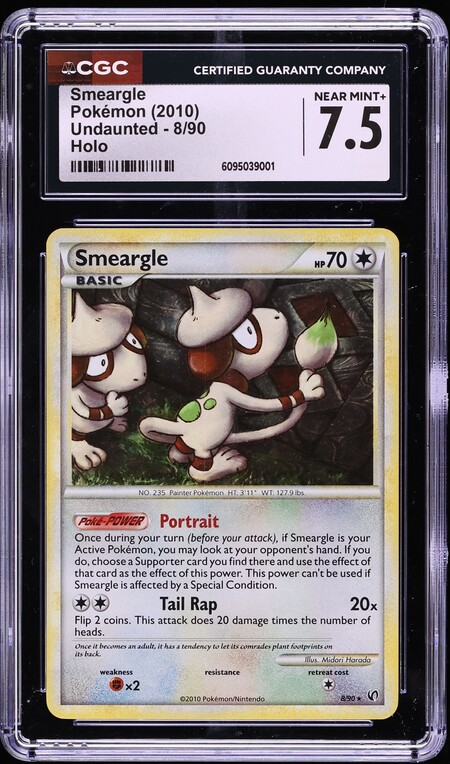 2010 Pokemon HeartGold & SoulSilver Undaunted Holo Smeargle #8 CGC 7.5  NRMT+ on Fanatics Collect