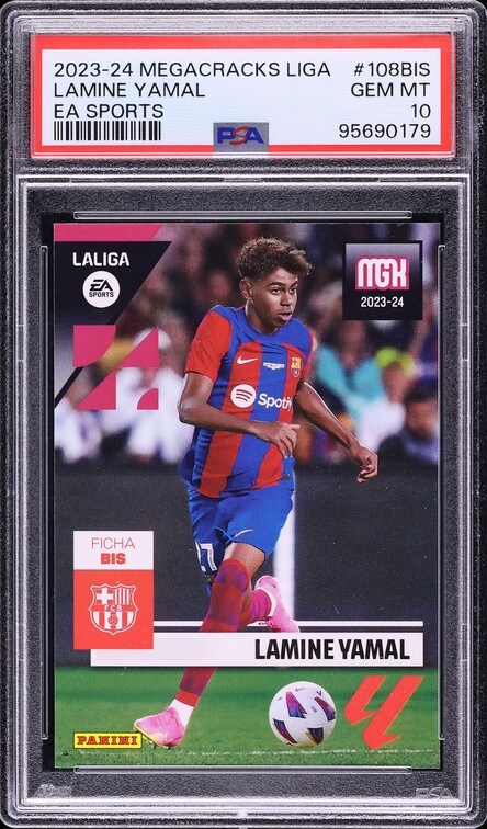 2023 Panini Megacracks La Liga EA Sports Lamine Yamal ROOKIE #108BIS PSA 10 GEM MINT