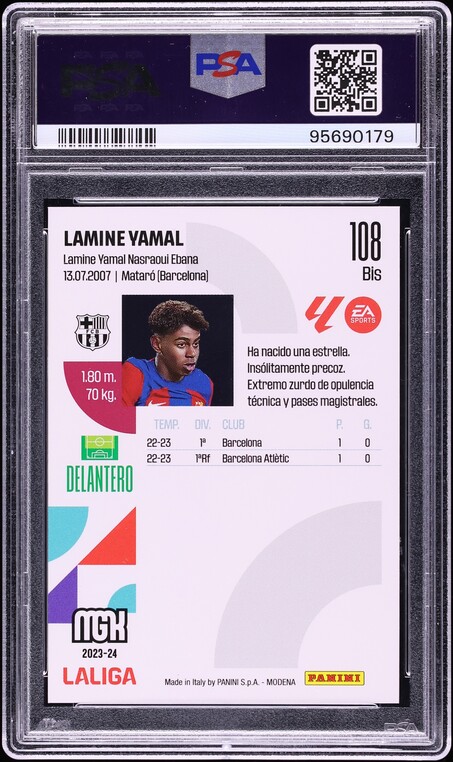 2023 Panini Megacracks La Liga EA Sports Lamine Yamal ROOKIE #108BIS PSA 10 GEM MINT