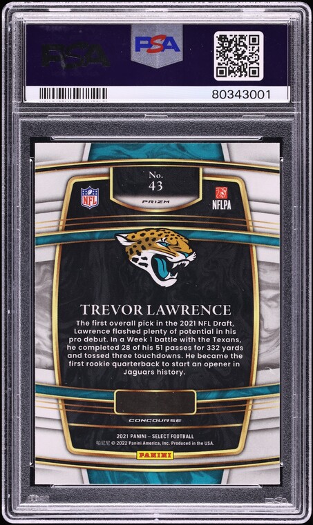 2021 Select Concourse Silver Prizm Trevor Lawrence ROOKIE #43 PSA 10 GEM MINT