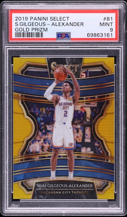 2019 Select Concourse Gold Prizm Shai Gilgeous-Alexander JERSEY # 2/10 #81 PSA 9 MINT