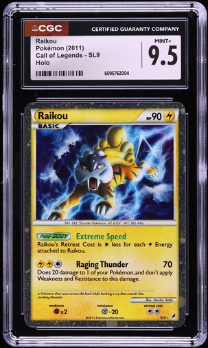 shiny raikou pokemon card 2011 Pokemon Call Of Legends Holo Raikou #SL9 CGC 9.5 MINT+ on Fanatics  Collect