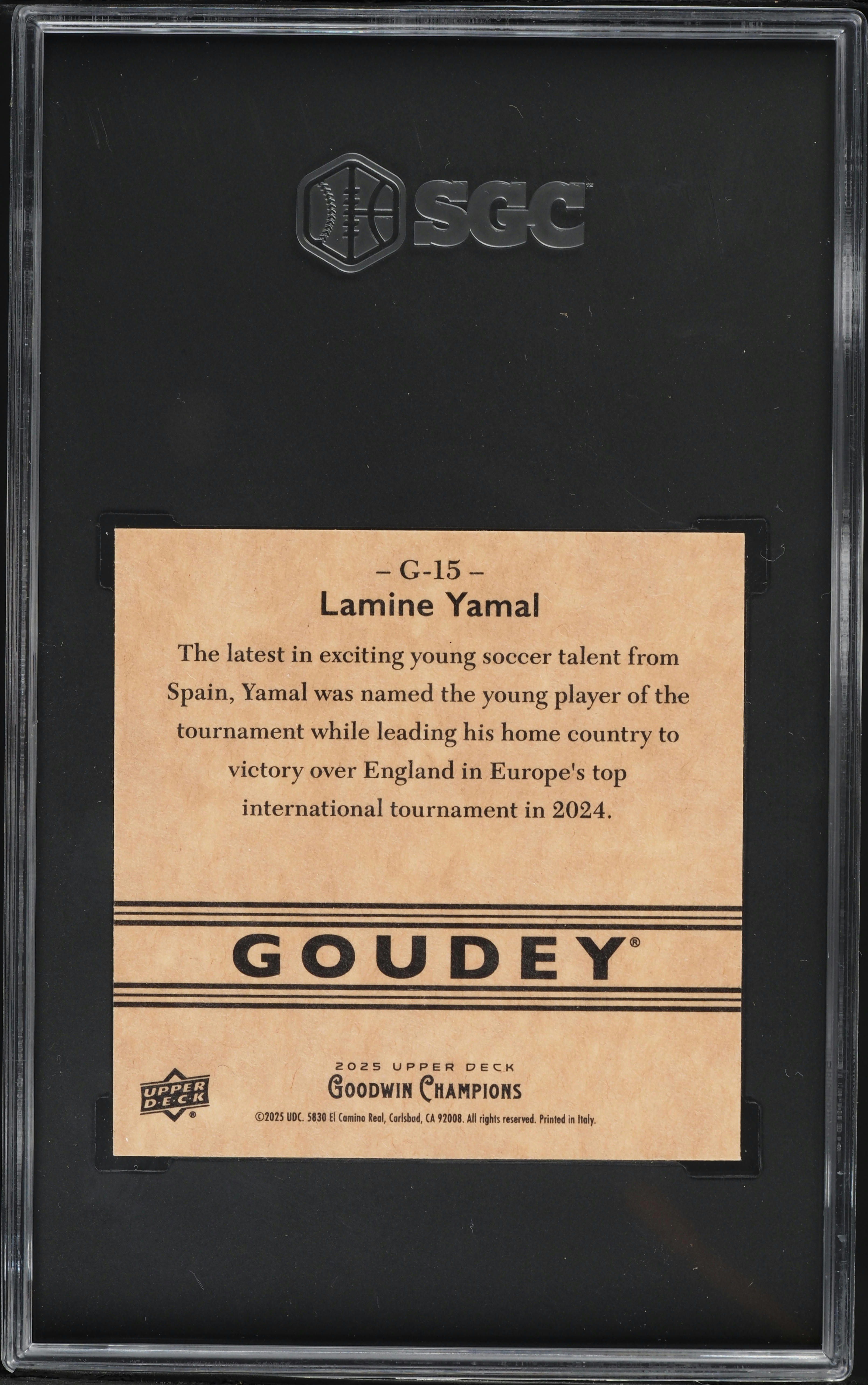 2025 Upper Deck Goodwin Champions Goudey Lamine Yamal #G-15 SGC 10