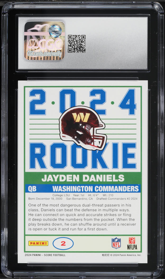 2024 Score 35th Anniversary Jayden Daniels ROOKIE #2 CGC 9.5 MINT+