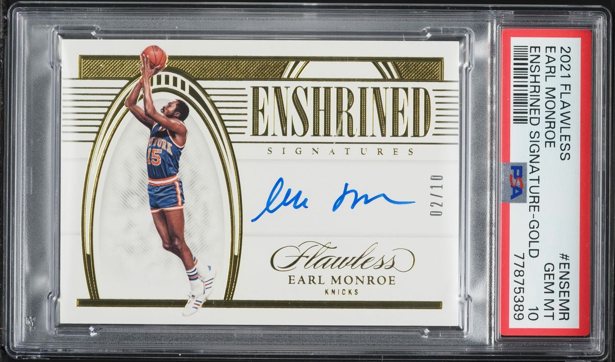 2021 Panini Flawless Enshrined Signatures Gold Earl Monroe AUTO /10 #ENSEMR PSA 10 GEM MINT