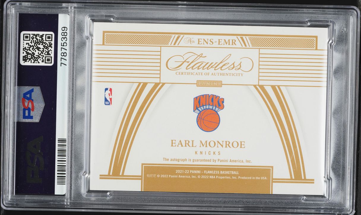 2021 Panini Flawless Enshrined Signatures Gold Earl Monroe AUTO /10 #ENSEMR PSA 10 GEM MINT