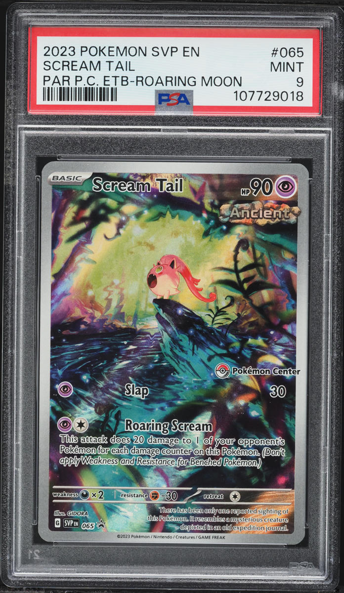 2023 Pokemon SV Black Star Promo Paradox Rift Center ETB Alt Art Scream Tail #65 PSA 9