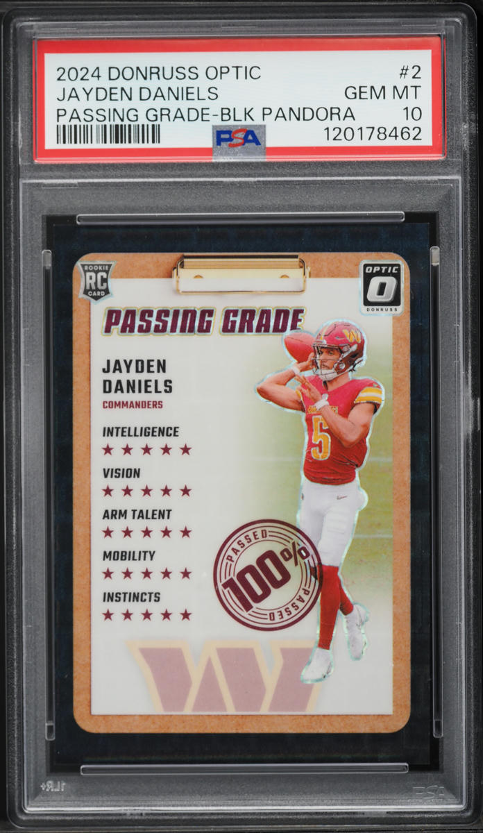 2024 Donruss Optic Passing Grade Black Pandora Jayden Daniels ROOKIE /25 #2 PSA 10 GEM MINT