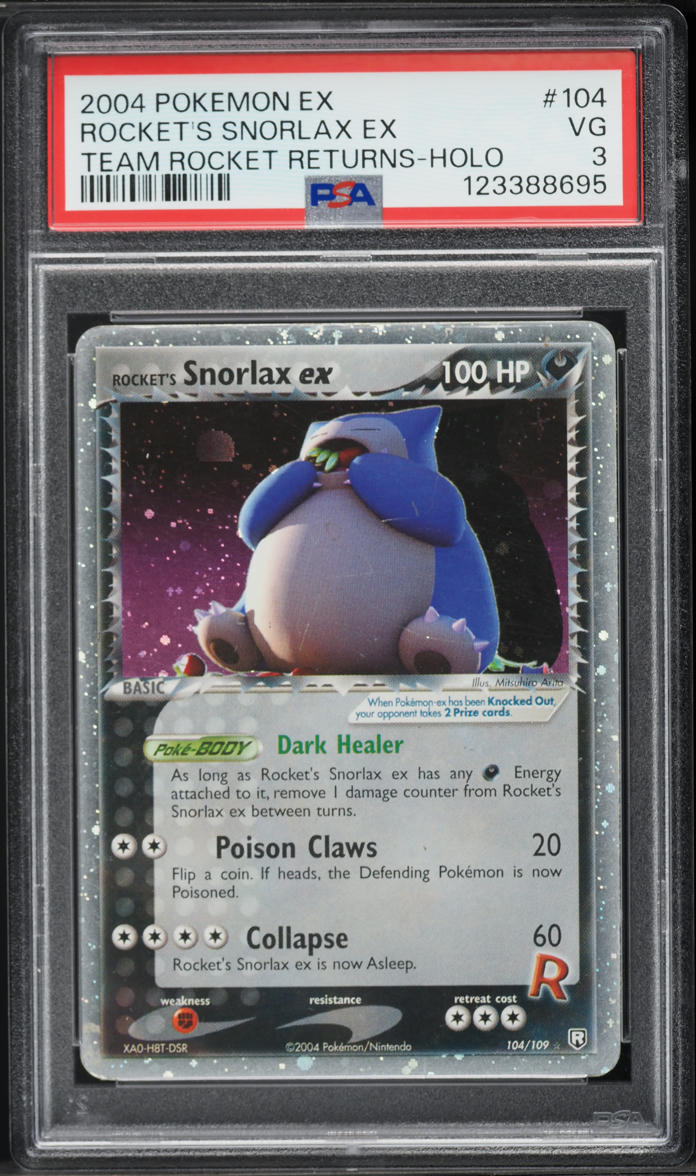 2004 Pokemon EX Team Rocket Returns Holo Rocket's Snorlax ex #104 PSA 3 VG