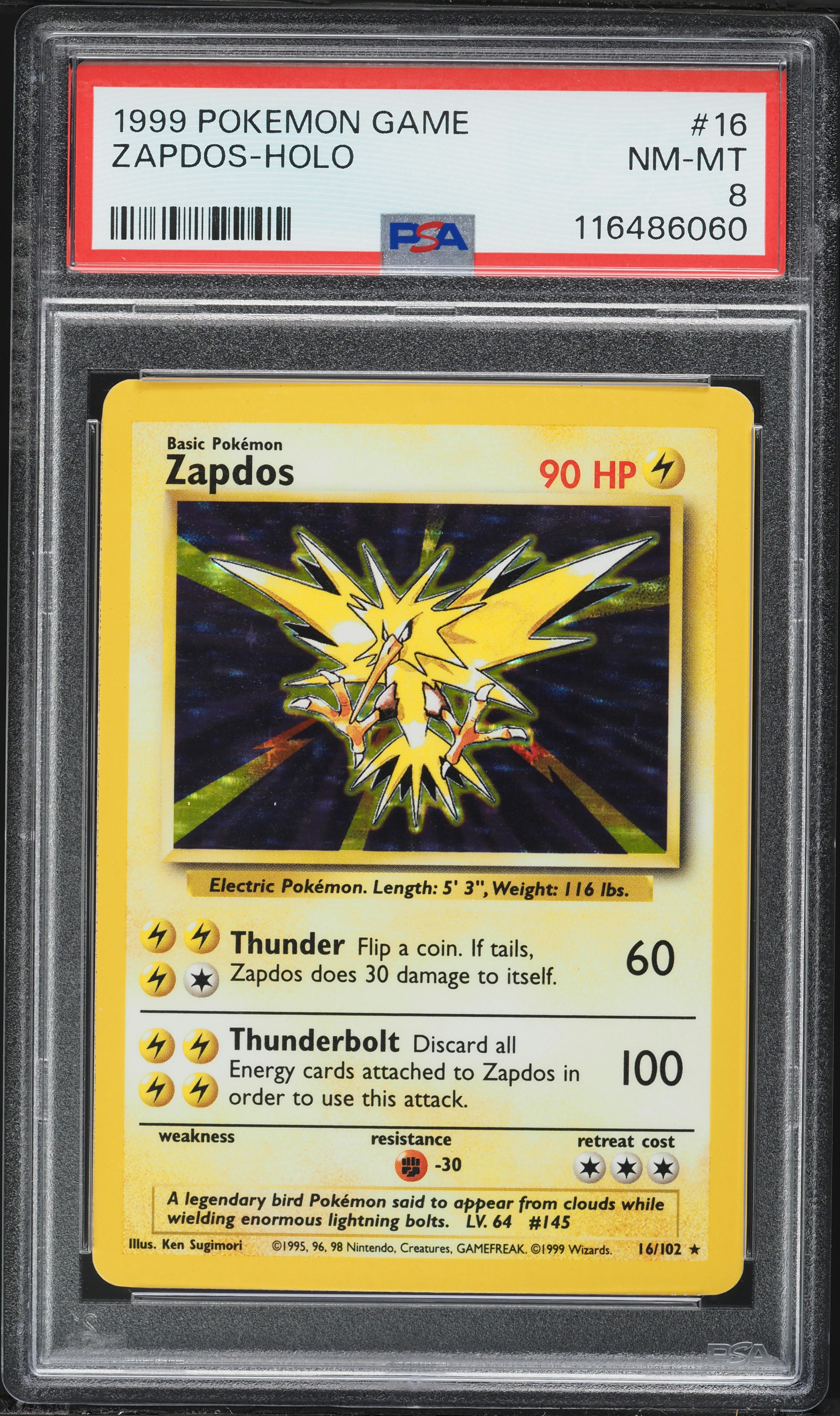 1999 Pokemon Base Set Holo Zapdos #16 PSA 8 NM-MT on Fanatics Collect