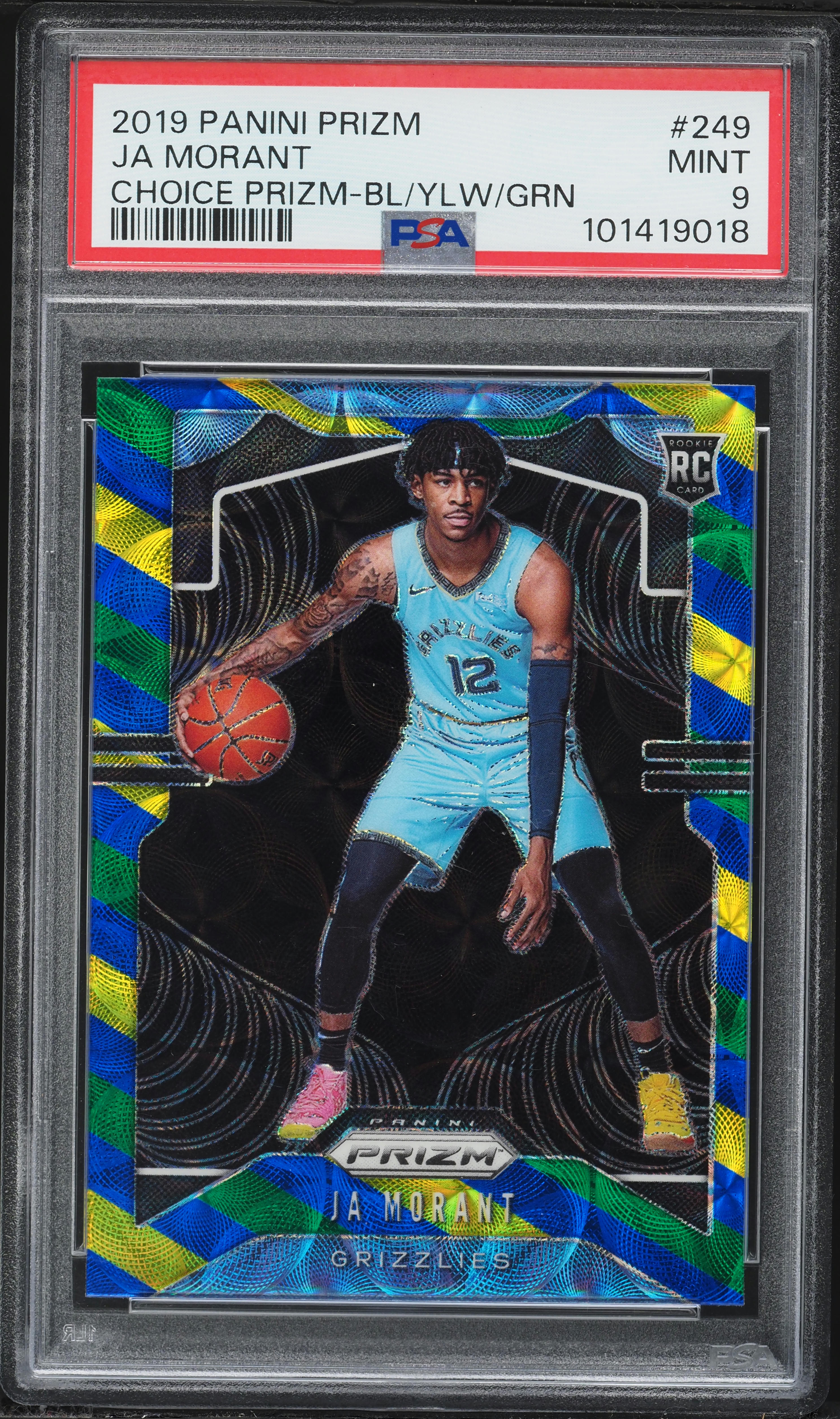 2019 Panini Prizm Choice Blue Green Yellow Ja Morant ROOKIE #249