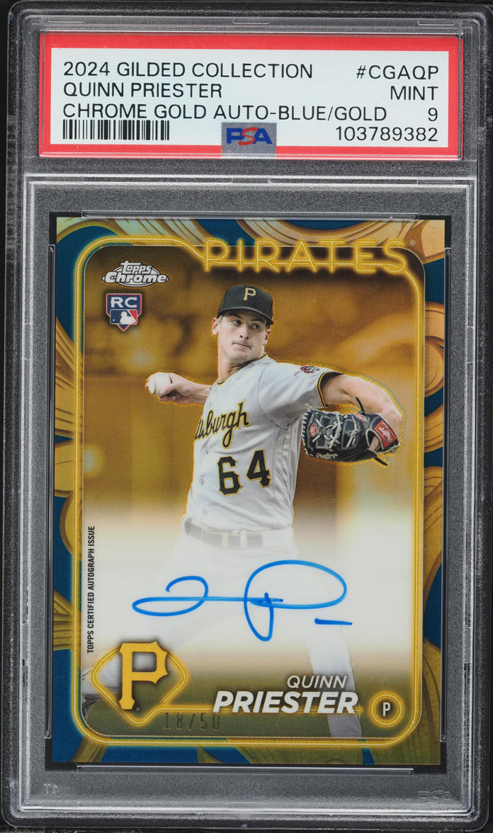2024 Topps Chrome Gilded Collection Gold Blue Quinn Priester ROOKIE /50 #CGAQP PSA 9 MINT