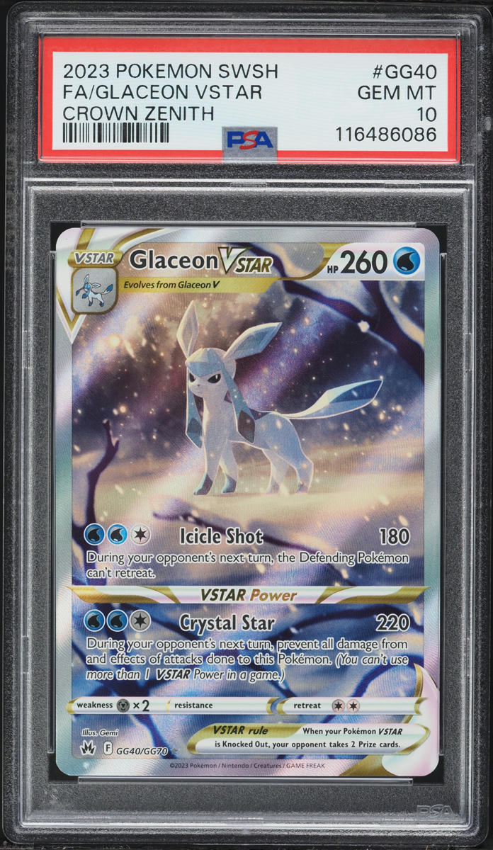 2023 Pokemon Sword & Shield Crown Zenith Alt Art Glaceon VSTAR #GG40 PSA 10 GEM MINT