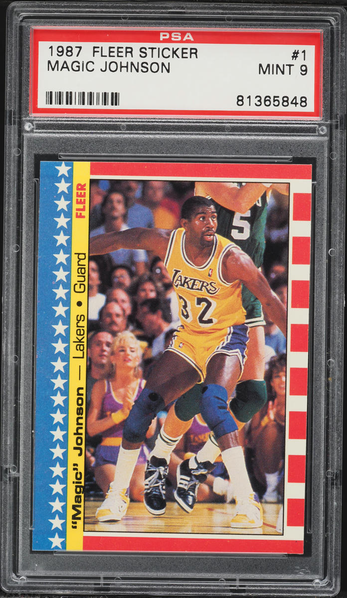 1987 Fleer Sticker Magic Johnson #1 PSA 9 MINT