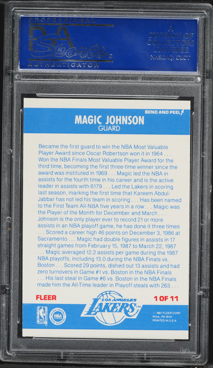 1987 Fleer Sticker Magic Johnson #1 PSA 9 MINT