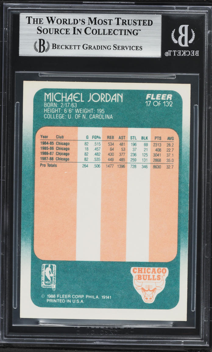 1988 Fleer Basketball Michael Jordan #17 BGS 8.5 NM-MT+