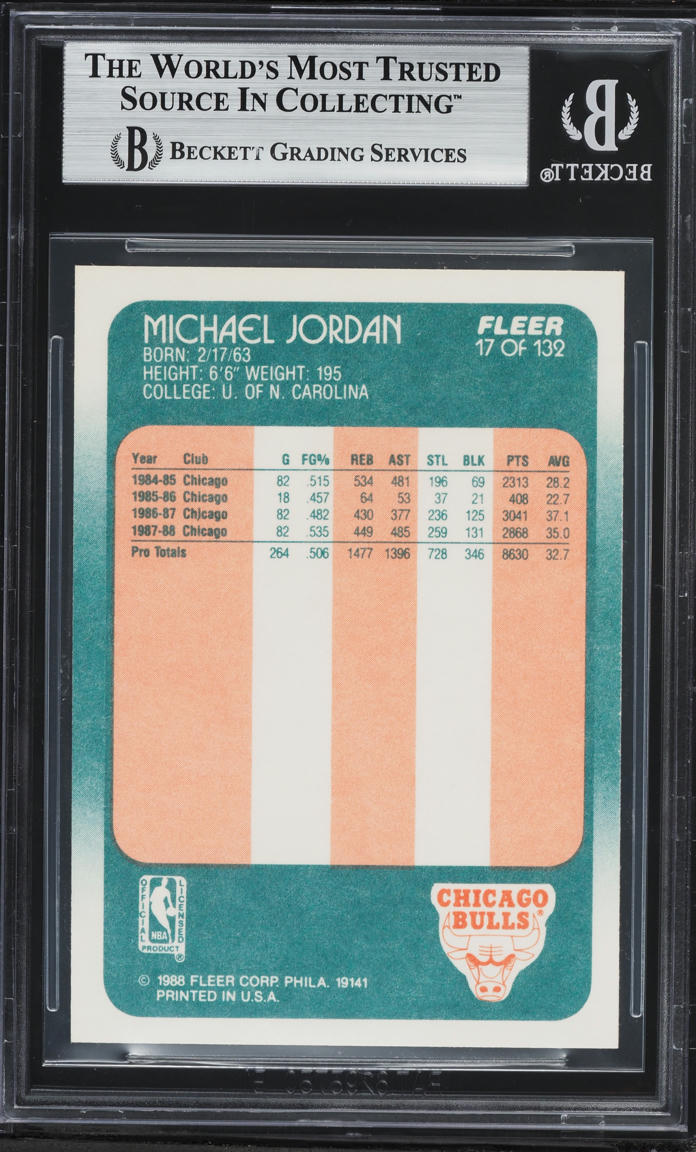 1988 Fleer Basketball Michael Jordan #17 BGS 8.5 NM-MT+