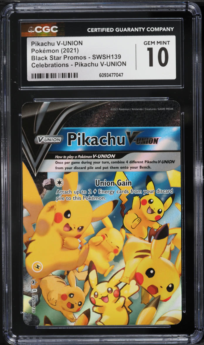 2021 Pokemon Sword & Shield Promo Celebrations Holo Pikachu V-UNION #SWSH139 CGC 10 GEM MINT