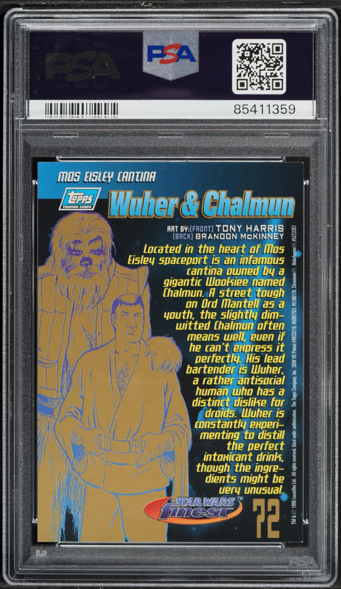 1996 Finest Star Wars Refractor Wuher & Chalmun #72 PSA 9 MINT on