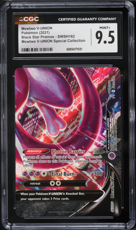 2021 Pokemon Sword & Shield Promo Special Collection Holo Mewtwo V-UNION #SWSH162 CGC 9.5 MINT+