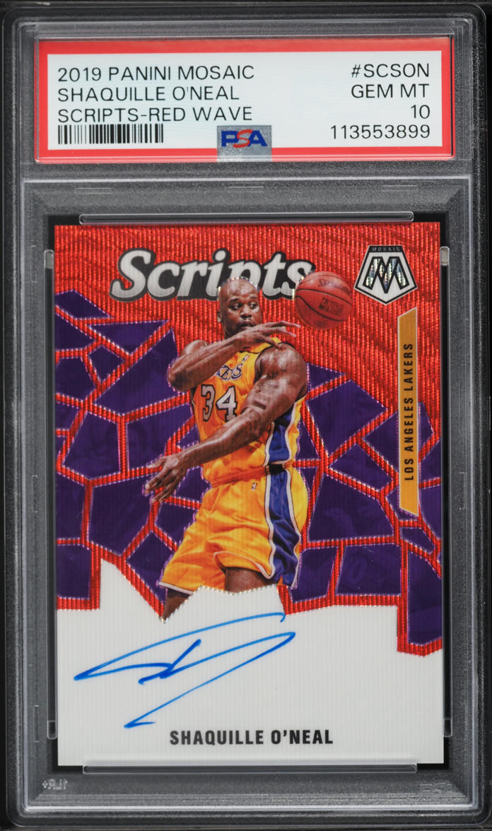 2019 Panini Mosaic Scripts Red Wave Shaquille O'Neal AUTO #SC-SON PSA 10 GEM MINT