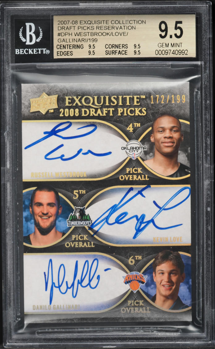 2007 Exquisite Collection Reseravation Gallinari Love Russell Westbrook RC AUTO /199 BGS 9.5